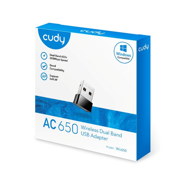 Cudy AC650 Wi-Fi USB síťová karta, mini (WU650)