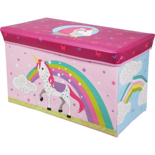 H & S COLLECTION Úložný box jednorožec 60 × 30 × 35 cm růžová KO-SG2000100