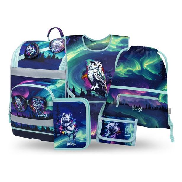 BAAGL SET 5 Zippy Plus Aurora: aktovka, penál, sáček, zástěra, peněženka GRS