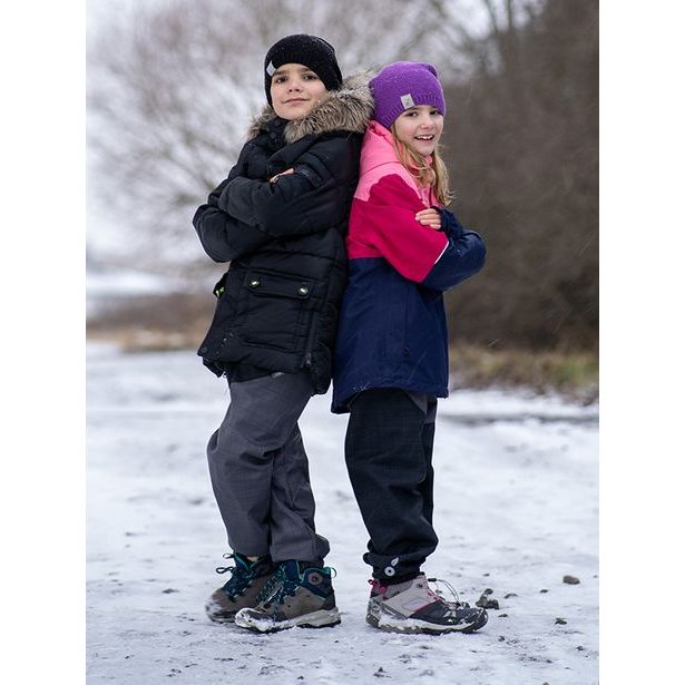 Unuo, Dětské softshellové oteplovačky se sherpou Light, Vínová Žíhaná