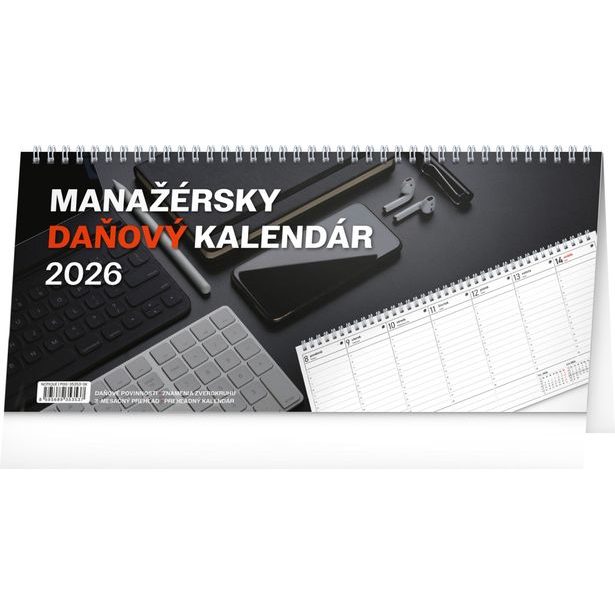 NOTIQUE Stolový kalendár Manažérsky daňový 2026, 33 x 14,5 cm