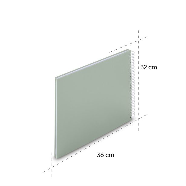 Hama album klasické spirálové FINE ART 36x32 cm, 50 stran, sage, bílé listy