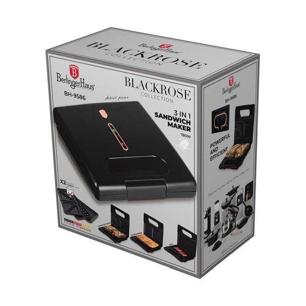 BERLINGERHAUS Sendvičovač 3 v 1 s odnímatelnými deskami Black Rose Collection BH-9586