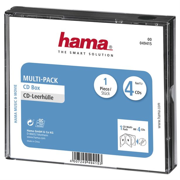 Hama CD Multi-Pack, obal na 4 CD/DVD, průhledný/černý