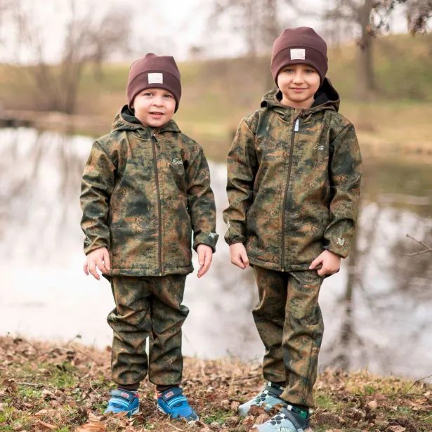 ESITO Dětská softshellová bunda DUO Forest - hnědá