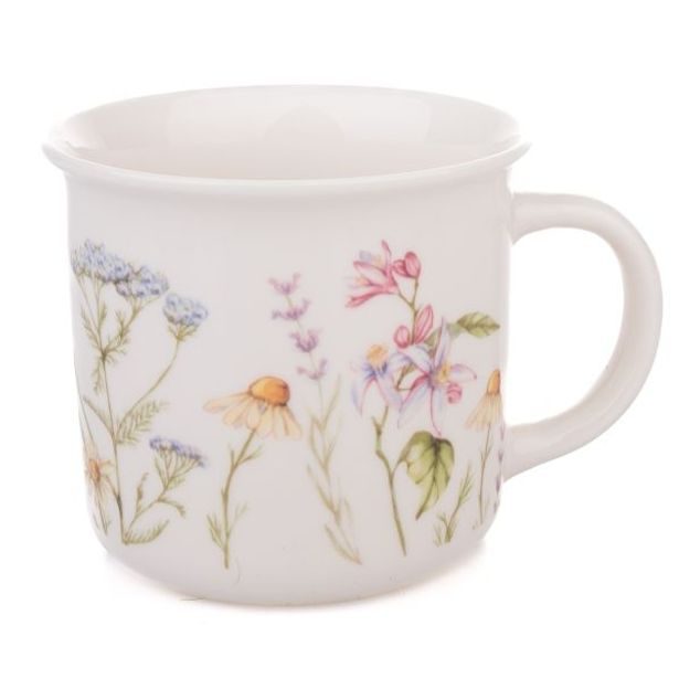hrnek 440ml, 1ks, LUČNÍ KVĚTY 2, porcelán