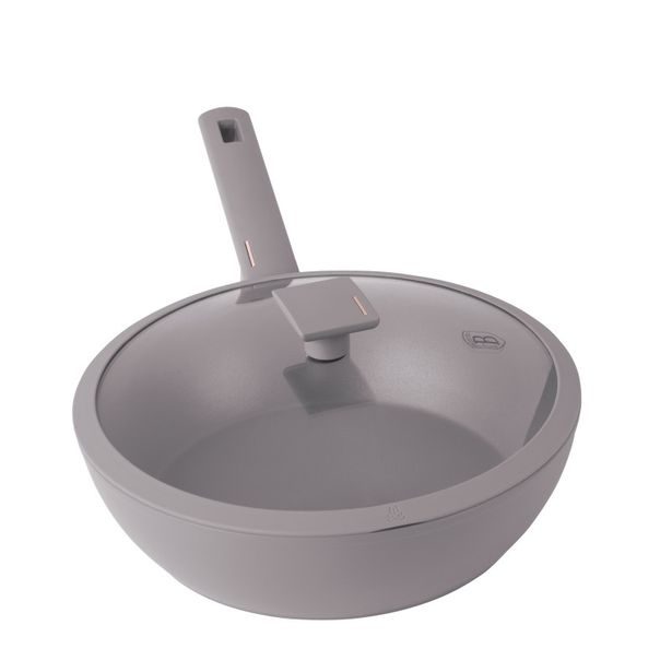 BERLINGERHAUS Pánev WOK s titanovým povrchem a poklicí 28 cm Taupe Collection BH-8094