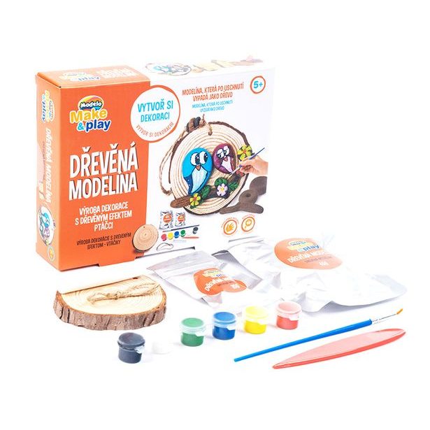 MODELO Samotvrdnoucí hmota efekt dřeva - ptáčci