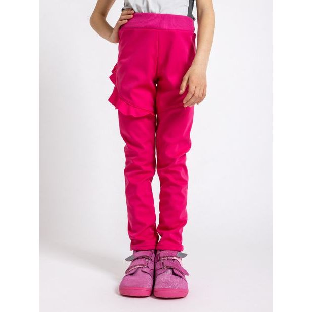 Unuo Dětské softshellové kalhoty s fleecem pružné Fantasy, Fuchsiová