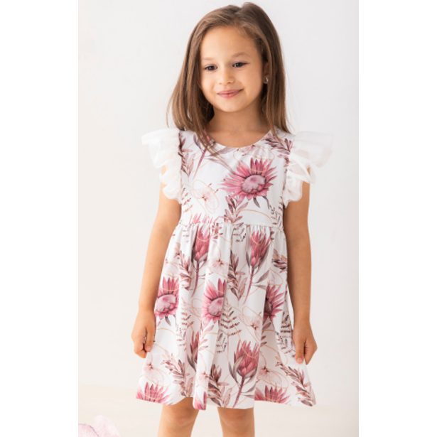 Dívčí šaty s tylovým rukávem Lily Grey - flowers