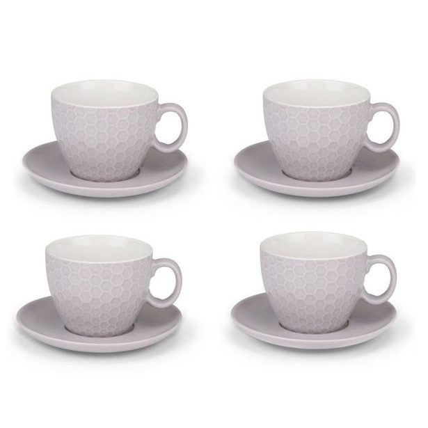 EDCO Šálky a podšálky na cappuccino ALPINA sada 8ks šedá ED-224852seda