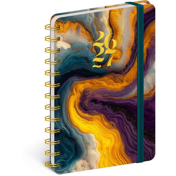 NOTIQUE Spirálový 18měsíční diář Petito – Barevný achát 2026/2027, 13 x 18 cm