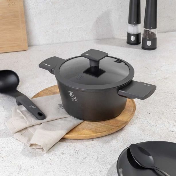 BERLINGERHAUS Kastrol s titanovým povrchem a poklicí 20 cm Antracit Collection BH-8130