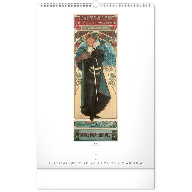 NOTIQUE Nástěnný kalendář Alfons Mucha 2027, 33 x 46 cm