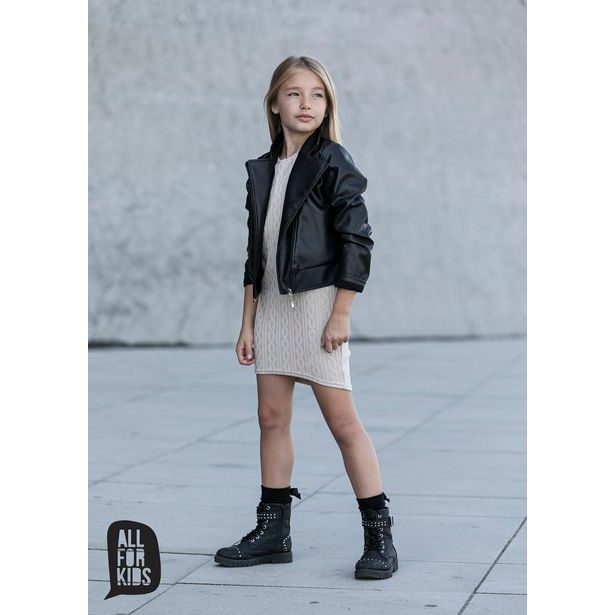 Dívčí bunda ECO kůže černá