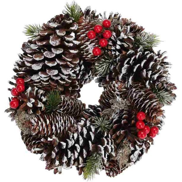 HOMESTYLING Vánoční věnec borovice 25 cm jinovatka KO-YZB000200sneh