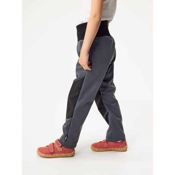 Unuo, Dětské softshellové kalhoty s fleecem pružné Flexi, Tm. Šedá, Tm. Šedá