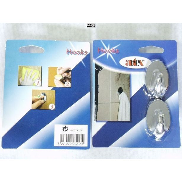 háček- 2ks ovál-pokov. samolep. /22.02.35./, plast