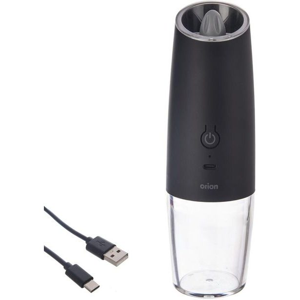 mlýnek elektr. USB na koření, d6,5x20cm, LED osv., plast