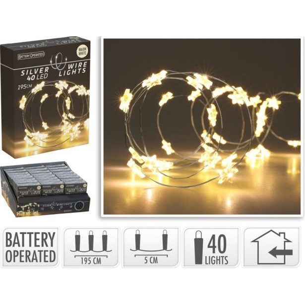 řetěz 195cm, 40LED, vnitřní, teplá bílá