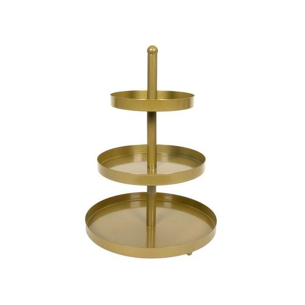 HIT ETAŽÉR KOVOVÝ NA CUKROVÍ 3 PATRA, ZLATÁ_hamashop