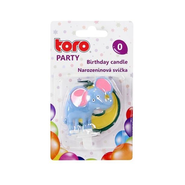 TORO SVÍČKA DORTOVÁ ČÍSLICE 0, "SLON", 5X4X1,3CM_hamashop