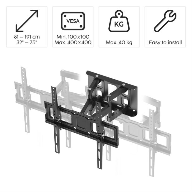 Hama nástěnný držák TV, pohyblivý, 400x400, 40 kg
