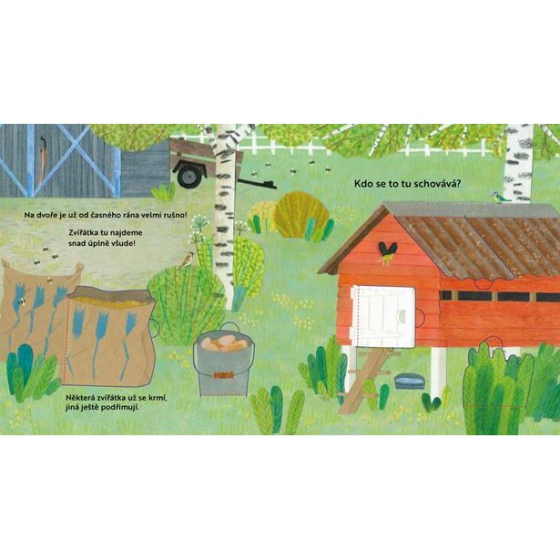 Kdo se to tu schovává? NA DVOŘE – Knížka s odklápěcími okénky Baagl