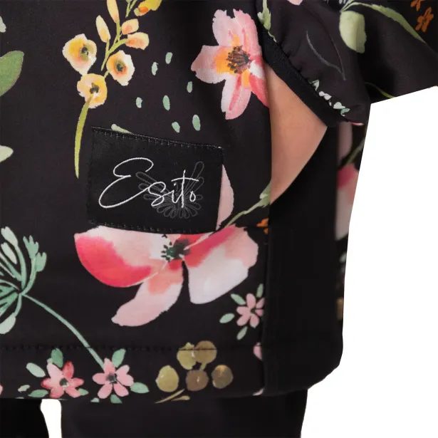 ESITO Dětská jarní softshellová bunda DUO Spring flowers - černá