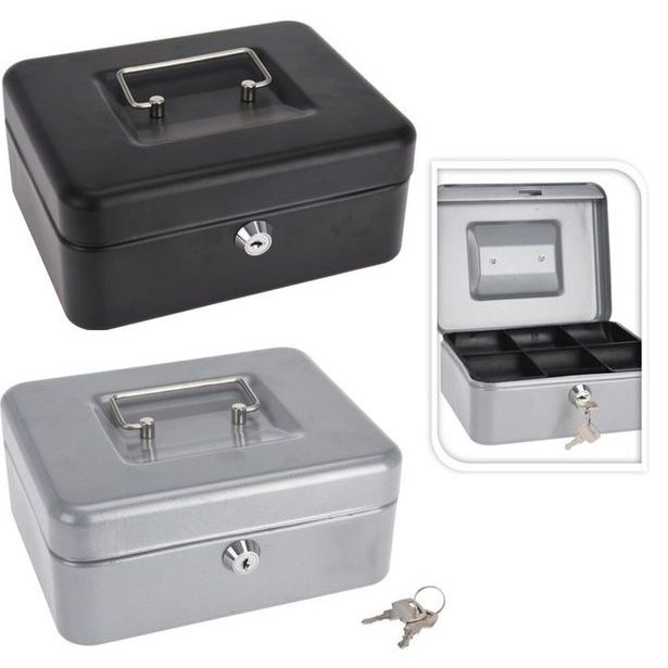 pokladna 20x16x 9cm, klíčky, mix barev, KOV