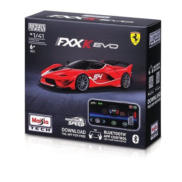 Maisto Maisto RC - 1:41 DIE-CAST METAL se světly, Ferrari FXX-K EVO, červená, XTR, Bluetooth 5.0, USB,