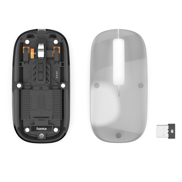 Hama bezdrátová Multi Device myš WM-600, plochá, tichá, transparentní
