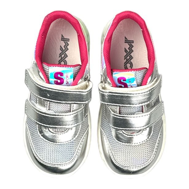 Dívčí celoroční obuv IMAC stříbrné s růžovým bleskem