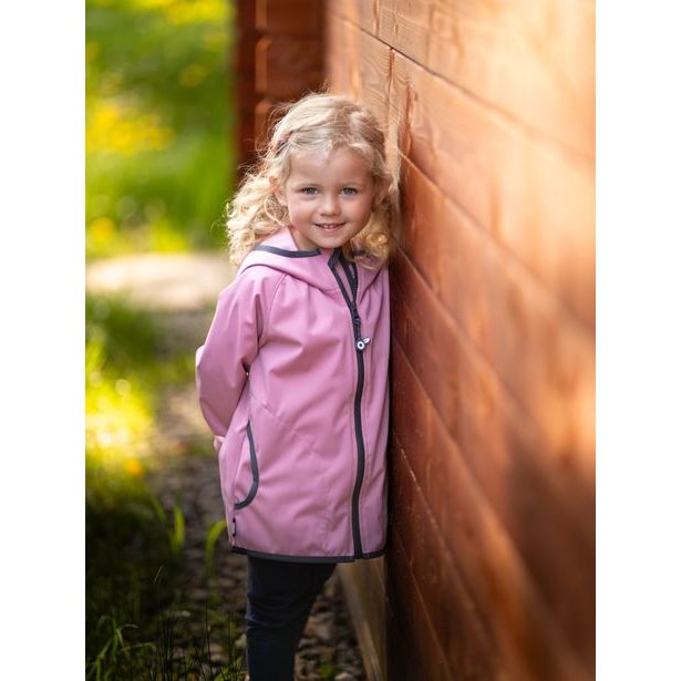 Unuo, Dětská softshellová bunda bez zateplení pružná Basic, Starorůžová