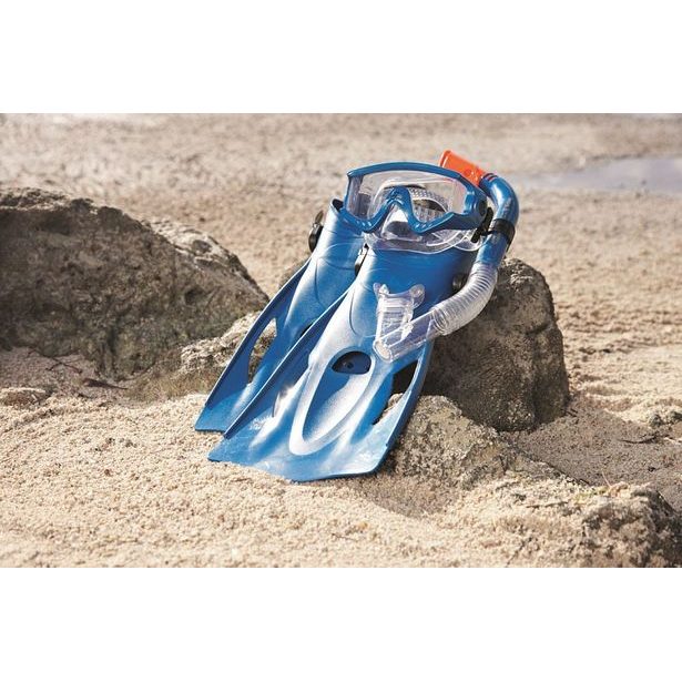 Šnorchlovací set - ploutve, brýle, šnorchl (šedý/modrý)