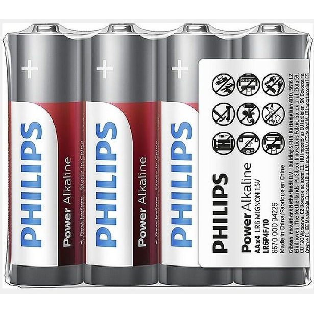 baterie ALKALINE AA LR6 1,5V, Tužková, PHILIPS (krab.48ks=12x4ks)