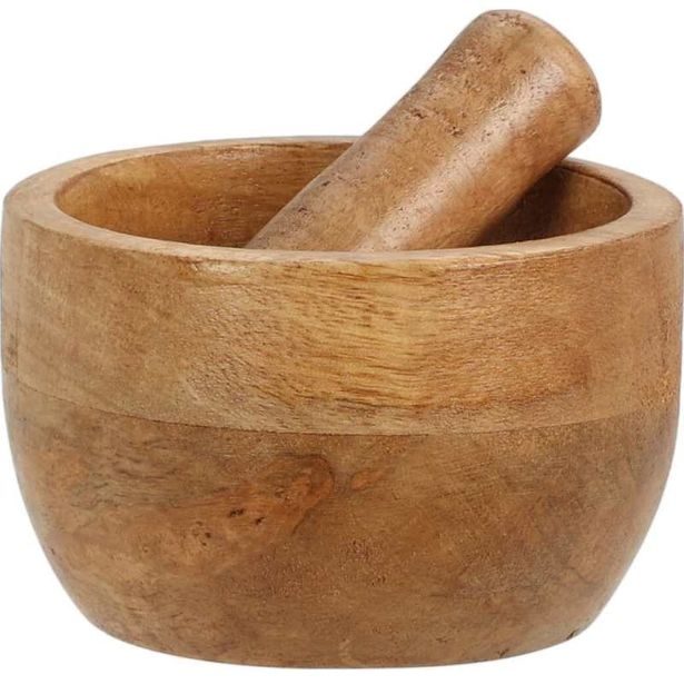 EXCELLENT HOUSEWARE Hmoždíř s tloučkem mangové dřevo 10 x 10 x 6 cm KO-A55500230