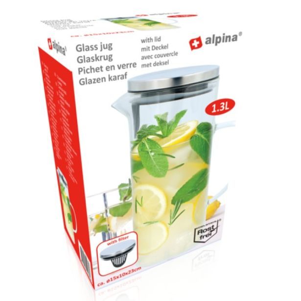 ALPINA Skleněný džbán s víčkem 1,3 l ED-214980
