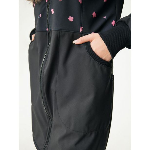 Unuo Dámský softshellový kabát s fleecem Street, Černá, Květiny