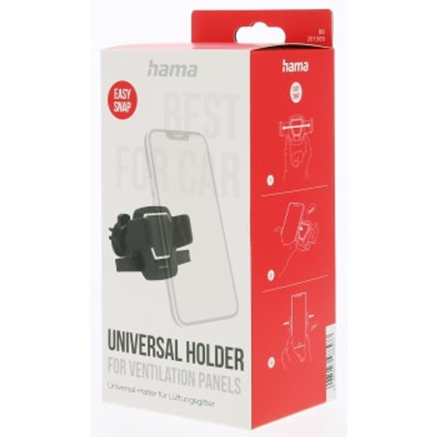Hama Easy Snap, držák mobilu do auta, připevnění k ventilační mrížce, otočný o 360°, univerzální