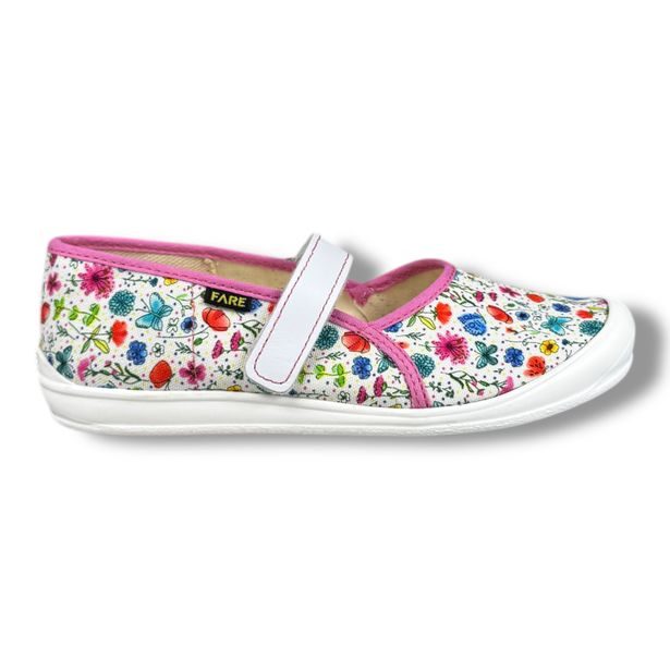 FARE BARE dívčí balerínky, papuče na suchý zip - květinky