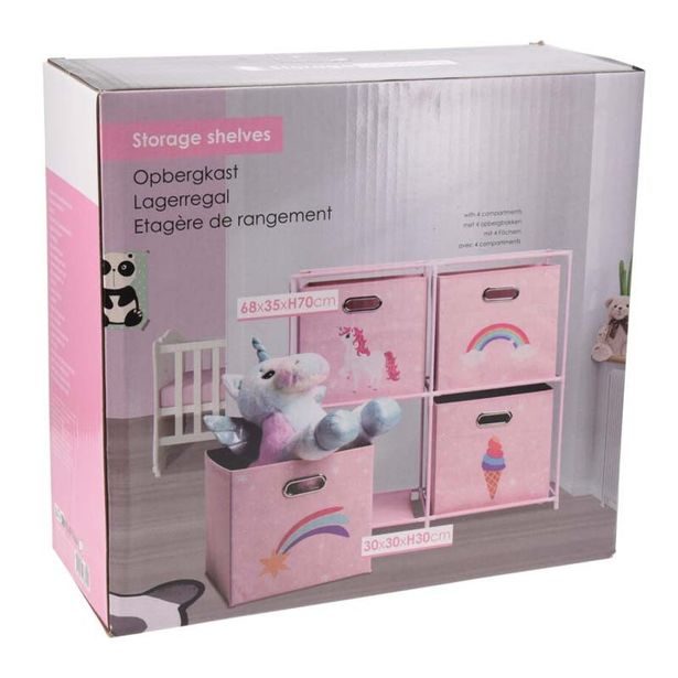 HOMESTYLING Zásuvková skříňka dětská 4 úložné boxy růžová KO-C80653200
