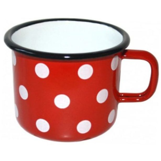 hrnek d 7 (0,25l) červ., bílý puntík, smalt