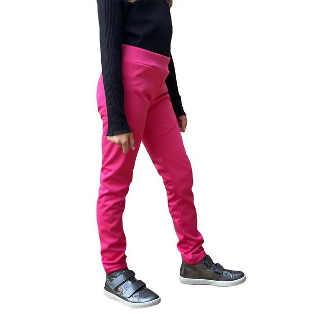 MODADETI_ADELLINO Dětské softshellové legíny pružné nezateplené růžové