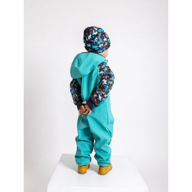 Unuo, Batolecí softshellová kombinéza s fleecem Mini, Sv. Smaragdová, Pejsci