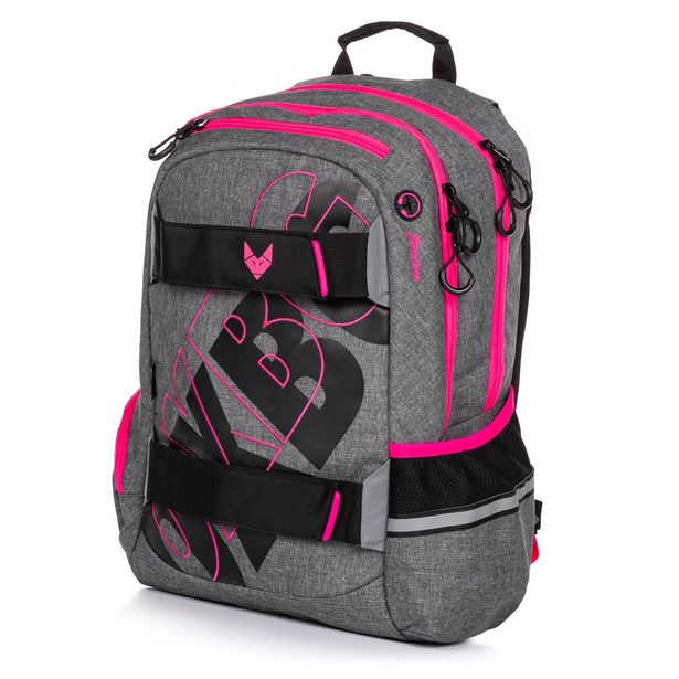 Studentský batoh OXY Sport GREY LINE pink