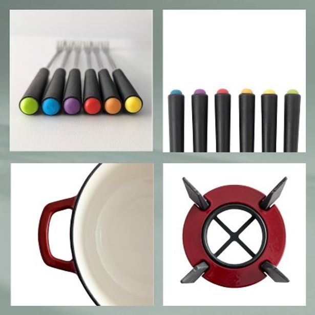 KELA Sada na sýrové fondue litinová CALIDO 1,8 l červená KL-16621