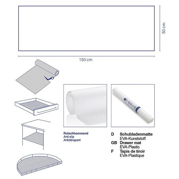 KELA Podložka do zásuvky Soletta plast tmavě šedá 150,0x50,0cm KL-11388