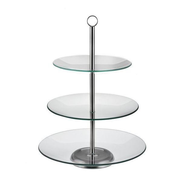 etažér 3patra, d20/25/29cm, CARMEN, sklo/NR