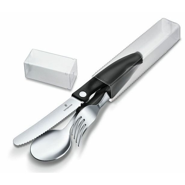 sada nůž skládací Swiss Classic+lžíce+vidlička, Victorinox, černá